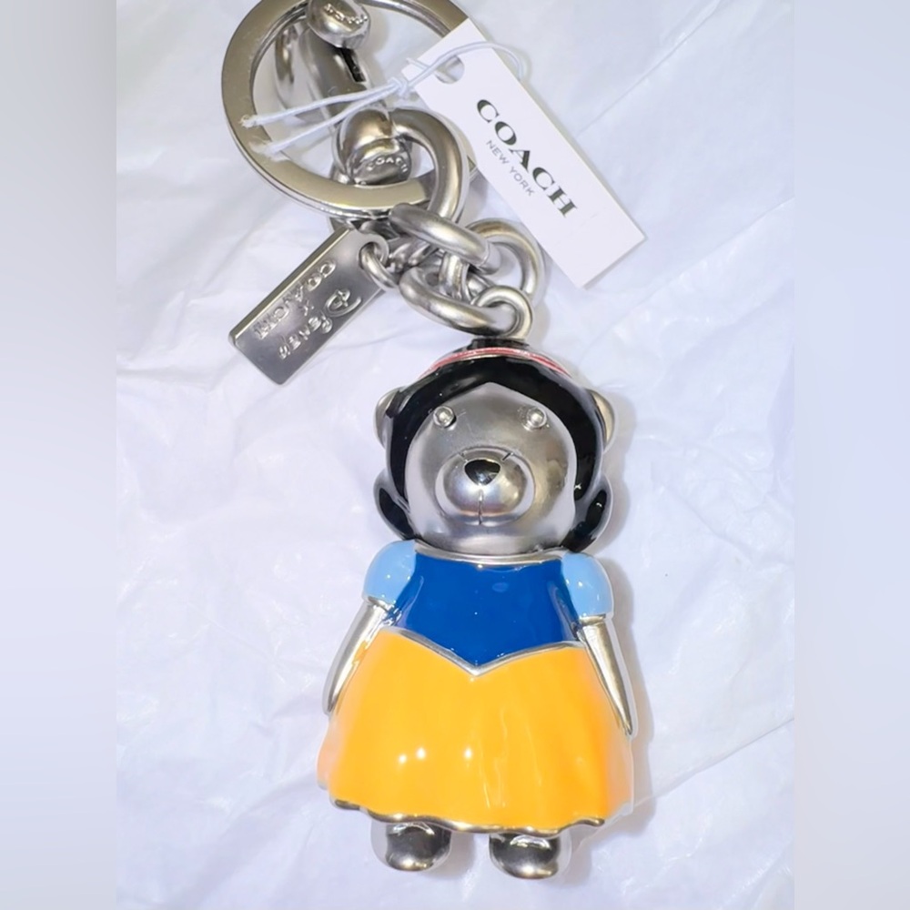 Coach Disney Princess Snow White Bear Keychain bag-charm Silver - NWT